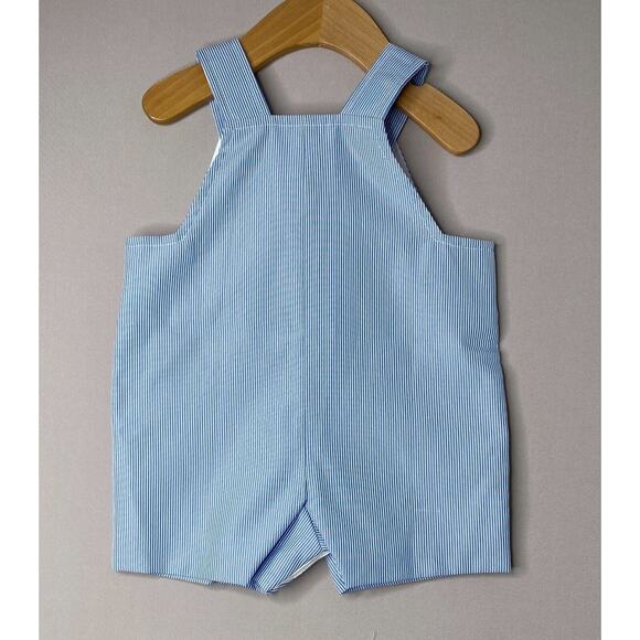 NWT Florence Eiseman Blue/White Stripe Pelican Shortall Romper Boys 9 Mo - Picture 3 of 4